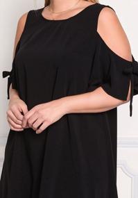 img 2 attached to ROSIANNA Plus Size Mini Dress With Cold Shoulder Cutouts, Bow Tie Sleeves, And Back Hole - Flattering A-Line Style For Round Neck