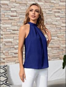 img 1 attached to Pinspark Women'S Summer Sleeveless Halter Neck Tank Tops Chiffon Blouse Shirt Loose Casual S-XXL