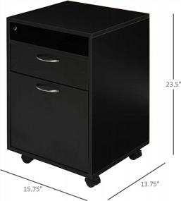img 2 attached to HOMCOM Rolling Printer Stand With Drawer And Cabinet, Mobile Storage Cabinet Organizer On Wheels, Black
