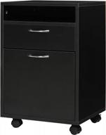 homcom rolling printer stand with drawer and cabinet, mobile storage cabinet organizer on wheels, black logo