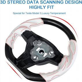 img 2 attached to Tesla Model 3/Y Modified Steering Wheel - Forged Carbon Fiber Texture Motion With White Leather And Glossy Finish