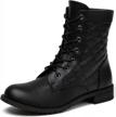 stylish and durable: katliu women's lace-up military combat ankle boots logo