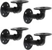 geilspace rustic industrial pipe floating shelf brackets, double flange, black paint, set of 4 - industrial fittings, flanges, pipes for custom floating shelves, wall-mounted diy bracket (2 inch) logo