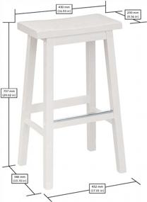 img 2 attached to Amazon Basics Solid Wood Saddle-Seat Kitchen Counter Barstool - Set Of 2, 29-Inch Height, White