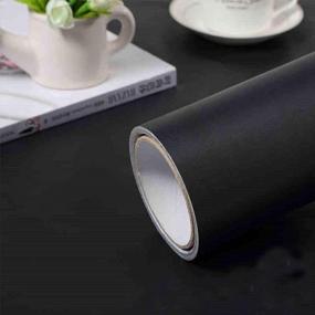 img 4 attached to Easy-To-Apply Black Peel And Stick Wallpaper: 15.7" X 118" Vinyl Film For Removable And Self-Adhesive Wall Coverings, Door And Shelf Decoration, And Table Surface Reform