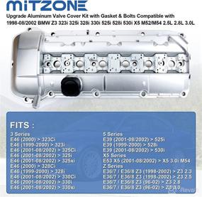 img 3 attached to 🔧 MITZONE Aluminum Valve Cover Upgrade Kit w/Gasket & Bolts for 1998-08/2002 BMW Z3 323i 325i 328i 330i 525i 528i 530i X5 M52/M54 2.5L 2.8L 3.0L, Part # 11121432928