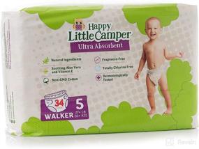 img 3 attached to 🌿 Happy Little Camper Natural Diapers, Size 5 (+27 lbs) - Ultra-Absorbent Disposable Cotton Baby Diapers with Aloe - Hypoallergenic, Fragrance-Free & Gentle on Sensitive Skin (136) + Bonus Cotton Wipes (288)