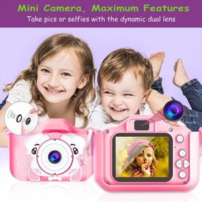 img 2 attached to 20MP Digital Camera For Kids & Toddlers – Mini Selfie Video Camera, 2.0 Inch IPS Screen - 32GB SD Card Included - Sinceroduct Pink Kids Camera