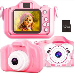 img 4 attached to 20MP Digital Camera For Kids & Toddlers – Mini Selfie Video Camera, 2.0 Inch IPS Screen - 32GB SD Card Included - Sinceroduct Pink Kids Camera