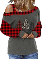 women's christmas shirt funny leopard plaid raglan baseball tee tops - merry christmas logo