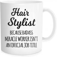 fine bone ceramic hair stylist miracle worker mug - perfect gift for salon professionals, barber, boss, friends, and coworkers - 11 oz white coffee cup by waldeal logo