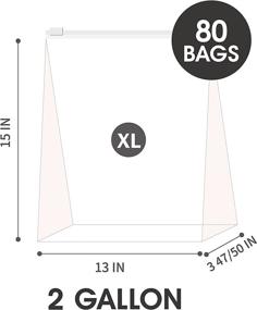 img 3 attached to 👜 BPA-Free 2 Gallon 24/7 Bags - Slider Stand Up Storage Bags, 80 Count (4 Packs of 20) with Expandable Bottom and Leak Proof Design