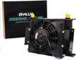 maximize engine performance with our 30 row universal oil cooler and electric fan kit in sleek black logo