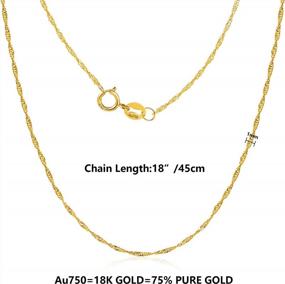 img 2 attached to 18K Gold Dainty Water Wave Chain Necklace - Au750 Stamped With Spring Ring Clasp