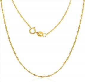 img 4 attached to 18K Gold Dainty Water Wave Chain Necklace - Au750 Stamped With Spring Ring Clasp