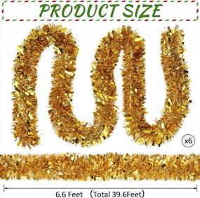 img 3 attached to Shiny Gold Christmas Tinsel Garland: 39.6 Feet Metallic Tree Tinsel Décor For Holiday Parties - Bundle Of 6, Each 6.6 Feet Long