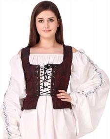 img 4 attached to Renaissance Pirate Cosplay Costume: Reversible Peasant Bodice For Medieval Wench