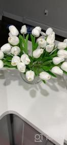 img 7 attached to Реалистичные 30 тюльпанов из полиуретана для весеннего декора и свадеб - искусственные цветы ярко-оранжевого цвета для дома, офиса и вечеринок - высота 14 дюймов