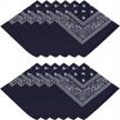 men's 100% cotton cowboy bandana 12-pack - missshorthair novelty paisley large bandanas logo