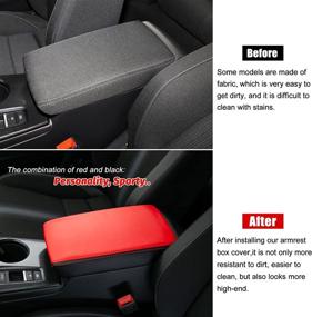 img 3 attached to 🖤 Enhance Your Honda Civic 2022 with CKE Leather Auto Armrest Cover Protector & Seat Cover - Red & Black (Red Line)