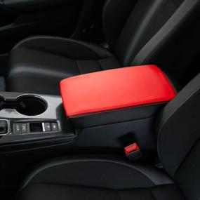 img 1 attached to 🖤 Enhance Your Honda Civic 2022 with CKE Leather Auto Armrest Cover Protector & Seat Cover - Red & Black (Red Line)