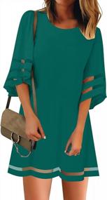 img 4 attached to Chic And Comfy: LookbookStore Women'S Mesh Panel Tunic Dress With Bell Sleeves