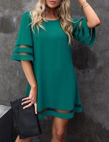 img 2 attached to Chic And Comfy: LookbookStore Women'S Mesh Panel Tunic Dress With Bell Sleeves