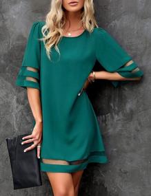 img 1 attached to Chic And Comfy: LookbookStore Women'S Mesh Panel Tunic Dress With Bell Sleeves