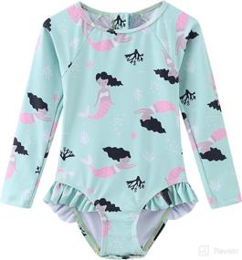 img 4 attached to 👶 Adorable Baby Girls Two Piece Long Sleeve Swimsuits: Hawaiian Bathing Suits with UPF 50+ Sun Protection