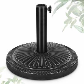 img 4 attached to Heavy Duty 23-Lbs Pre-Filled Round Patio Umbrella Base With Sun-Flower Pattern For Outdoor, Swimming Pool, And Market Umbrellas - Black