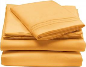 img 4 attached to Experience Ultimate Comfort With MDesign'S Mustard Yellow Twin XL Microfiber Sheet Set - Soft, Breathable, Wrinkle-Resistant, & Perfect Fit For Deep Mattresses