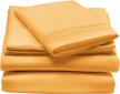 experience ultimate comfort with mdesign's mustard yellow twin xl microfiber sheet set - soft, breathable, wrinkle-resistant, & perfect fit for deep mattresses logo