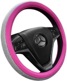 img 3 attached to BLVD-LPF OBEY YOUR LUXURY Steering Wheel Cover with Universal Crystal Bling Ring for Auto Start Engine Ignition Button Key, Pink Pu Leather Color