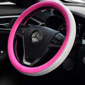 img 2 attached to BLVD-LPF OBEY YOUR LUXURY Steering Wheel Cover with Universal Crystal Bling Ring for Auto Start Engine Ignition Button Key, Pink Pu Leather Color