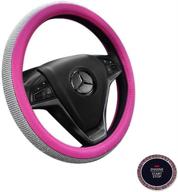 blvd-lpf obey your luxury steering wheel cover with universal crystal bling ring for auto start engine ignition button key, pink pu leather color логотип