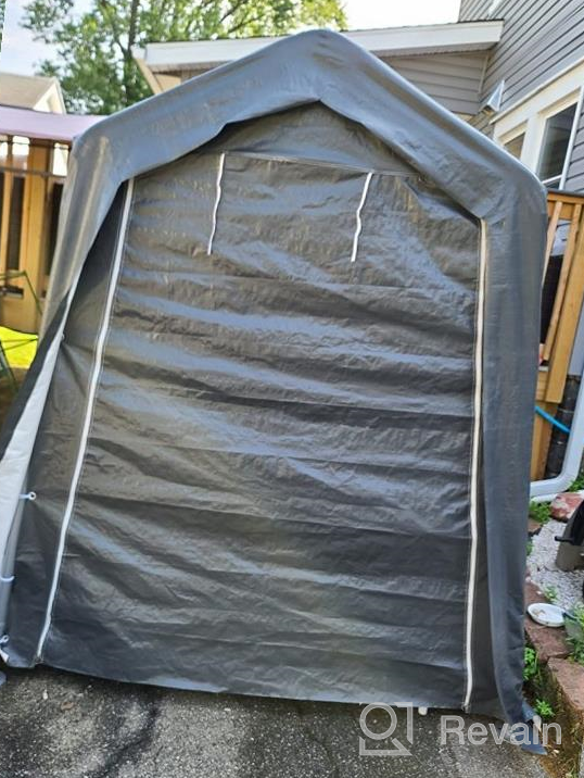 img 1 attached to 8X8 Ft Outdoor Storage Shelter Tent With Rollup Zipper Door - Waterproof And UV Resistant Carport Shed For Bicycle, Motorcycle ATV & Gardening Vehicle - ASTEROUTDOOR Portable Garage Kit Dark Gray review by Nick Griffith