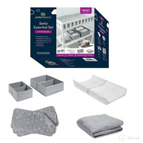 img 4 attached to Serta 7-Piece Essential Changing Table Set - Perfect Newborn Baby Gift Set 👶 for Boys and Girls – Includes Changing Pad, Plush Cover, Liners, and Storage Bins, Grey