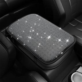 img 4 attached to 💎 Sleek Bling Armrest Cover - Crystal Rhinestone Console Protection Pad, Center Console Cover for Car - Arm Rest Cushion Pad - Stylish Car Interior Accessory, Bling Car Decor for Women 12.2 x 8.7 Inch