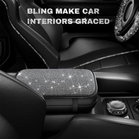 img 3 attached to 💎 Sleek Bling Armrest Cover - Crystal Rhinestone Console Protection Pad, Center Console Cover for Car - Arm Rest Cushion Pad - Stylish Car Interior Accessory, Bling Car Decor for Women 12.2 x 8.7 Inch