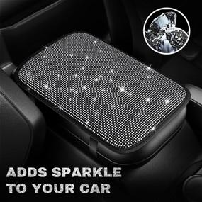 img 1 attached to 💎 Sleek Bling Armrest Cover - Crystal Rhinestone Console Protection Pad, Center Console Cover for Car - Arm Rest Cushion Pad - Stylish Car Interior Accessory, Bling Car Decor for Women 12.2 x 8.7 Inch