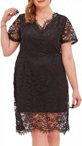 img 4 attached to Stylish Plus Size Lace Dress: Chicwe'S Scalloped V-Neck Knee Length Dress Perfect For Work, Casual And Party Occasions