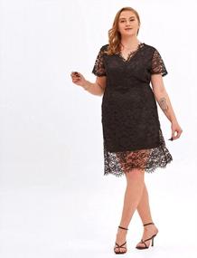 img 3 attached to Stylish Plus Size Lace Dress: Chicwe'S Scalloped V-Neck Knee Length Dress Perfect For Work, Casual And Party Occasions