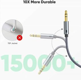 img 1 attached to 2-Pack 7.8Ft Nylon Braided Hi-Fi Sound AUX Cable With 3.5Mm Connector For Car, Stereo, Speaker, IPod, IPad, Headphones And More - Grey