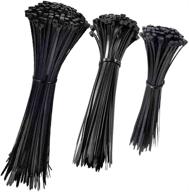 🔗 300pcs durable cable zip ties - heavy duty self-locking plastic wire wraps for home, office, garage, and workshop - assorted sizes 6/8/10 inch - black logo