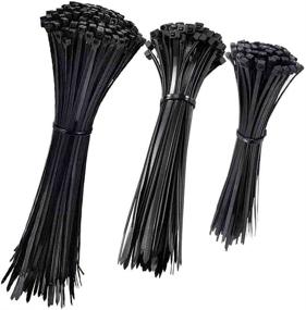 img 4 attached to 🔗 300Pcs Durable Cable Zip Ties - Heavy Duty Self-Locking Plastic Wire Wraps for Home, Office, Garage, and Workshop - Assorted Sizes 6/8/10 Inch - Black