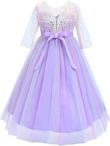 img 3 attached to 🌈 Girls' Clothing: Rainbow Princess Bridesmaid Communion Birthday Dresses