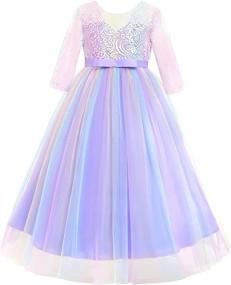 img 4 attached to 🌈 Girls' Clothing: Rainbow Princess Bridesmaid Communion Birthday Dresses