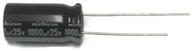 pack of 6 nichicon 105°c electrolytic capacitors - 1000uf 25v (1000 mfd 25v), 20% tolerance, radial leads, compact size: 3/8" x 13/16" (10x20mm) logo