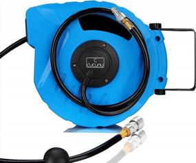 img 2 attached to Cucunu Auto-Rewind Air Hose Reel - 260 PSI Max, 175 PSI Working Pressure, 33 Ft Length, 180° Swivel Mount Quick Connect Fittings ¼ Inlet.