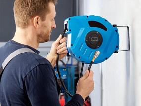 img 1 attached to Cucunu Auto-Rewind Air Hose Reel - 260 PSI Max, 175 PSI Working Pressure, 33 Ft Length, 180° Swivel Mount Quick Connect Fittings ¼ Inlet.